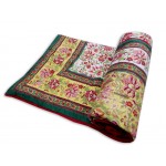 Double Bed Jaipuri Quilt / Razai Hand Block Printing Floral Design Size 90*108